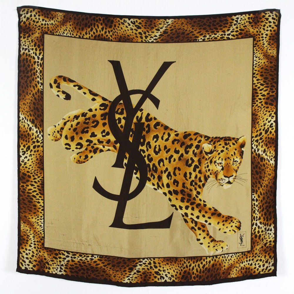 YSL Rare Leopard Silk Scarf